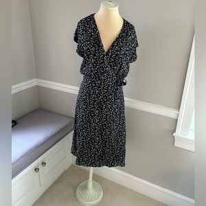 Joie Black and White Wrap floral dress